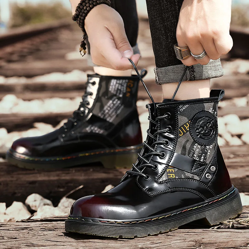 

Women Boots 2021 High Quality High Platform Leather Martins Boots Platforms Men Punk Motorcycle Brand Thick Heels Winter Boots