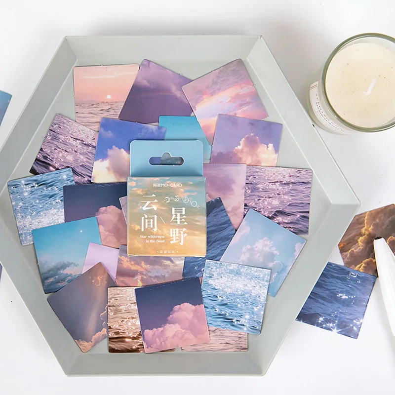 Natural Scenery Boxed Sticker INS Sky Sea Light Shadow Bullet Journaling Accessories Stickers Aesthetic Decorate Sealing | Канцтовары
