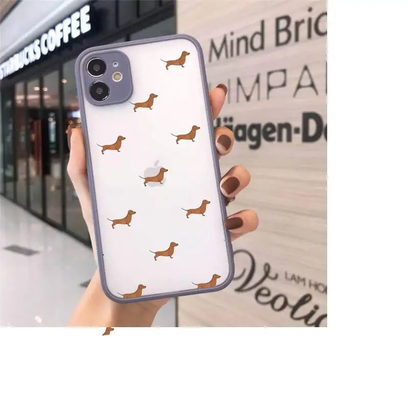 

Cartoons Dachshund Bulldog Phone Cases matte transparent For iphone 7 8 11 12 plus mini x xs xr pro max cover