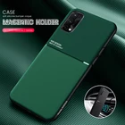 Простой чехол для Oppo A91, CPH2001, CPH2021, 2019, 6,4 дюйма, автомобильный магнитный держатель, ТПУ, матовый, из искусственной кожи, Роскошный чехол для телефона