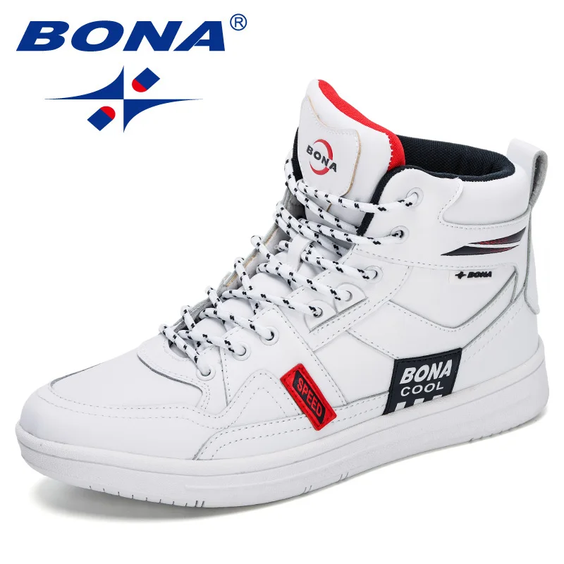 BONA 2020 New Designers Skateboarding Shoes Men High Top Sneakers Sports Shoes Walking Shoes Man Street Shoes Jogging Footwear