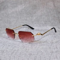 vintage rimless sunglasses men leopard style new lens shape women shade clear galsses frame for reading gafas for outdoor 120