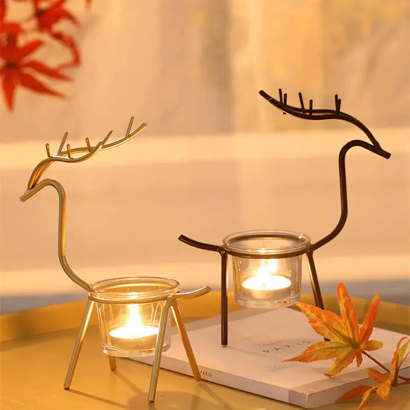 

Metal Candlestick for Christmas Decoration Elk Candlestick Desktop Decoration Candlelight Dinner Romantic Creativity