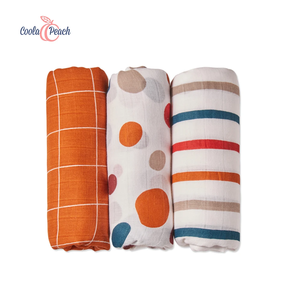 Coola Peach # Rainbow Island #3 шт. в упаковке, 100% органический хлопок, муслиновые пеленки, одеяло для приема, дышащее детское полотенце