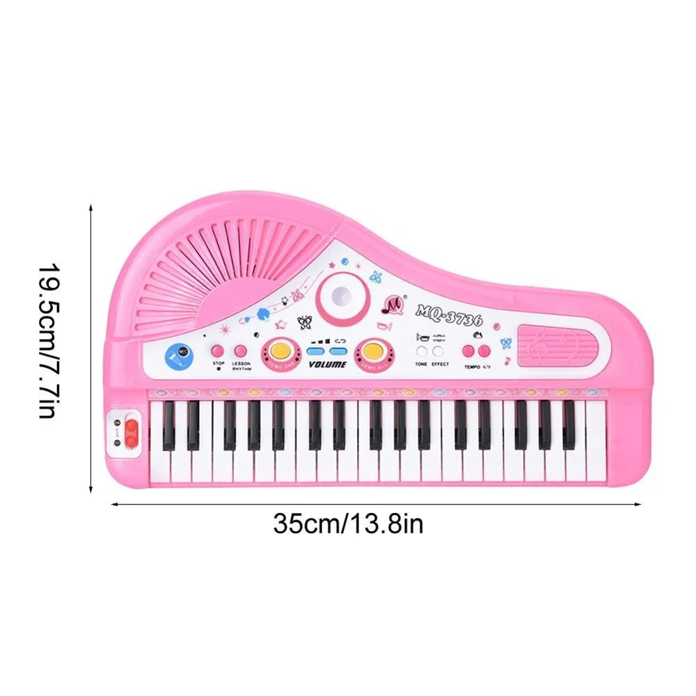 Цифровая музыкальная клавиатура с микрофоном милая розовая 37 клавишами