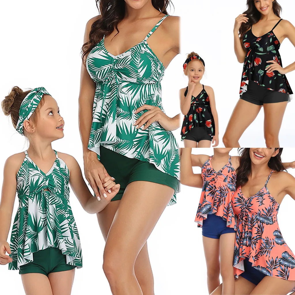Maillot de bain femme купальник с принтом для мамы и дочки комплект из двух предметов