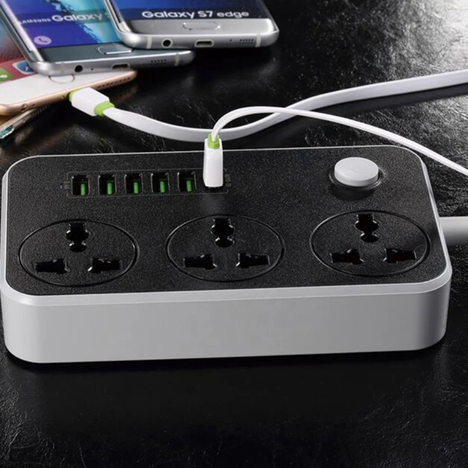 UK 3 Pins Power Strip With Switch FUSED Multi Plug Universal Outlets USB Extender Socket network filter socket for phones | Электроника