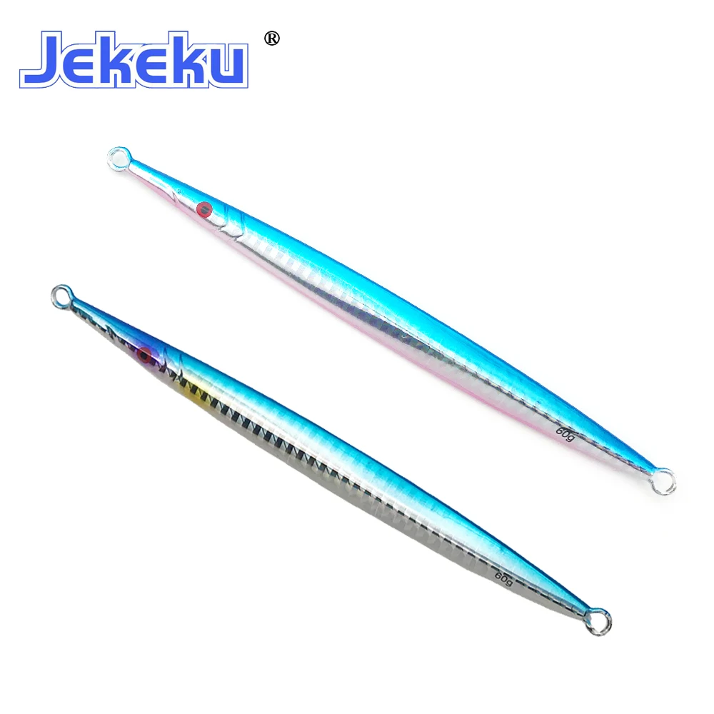 

JEKEKU 2020 Metal jig lure 60g 80g 1pcs Slow fall Laser Artificial Hard Fishing jigging lure for sea fishing tack