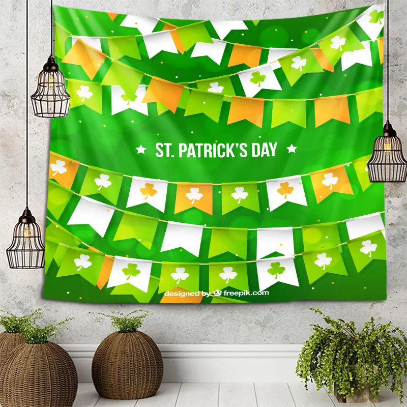 

Happy St. Patrick's Day Wall Tapestry Tapestries Wall Hanging Flower Psychedelic Tapestry Wall Hanging Decor Halloween Deco