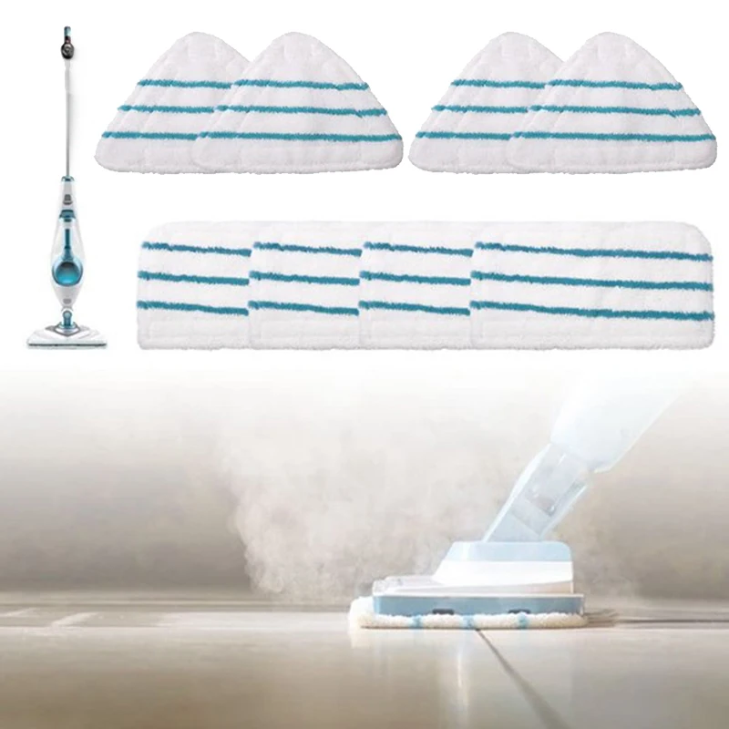 Gran oferta 8 Uds vapor fregona limpiar pa&ntilde;o negro + Decker vapor RP FSM1610 1630 lavable y reutilizable de limpieza de tela-2