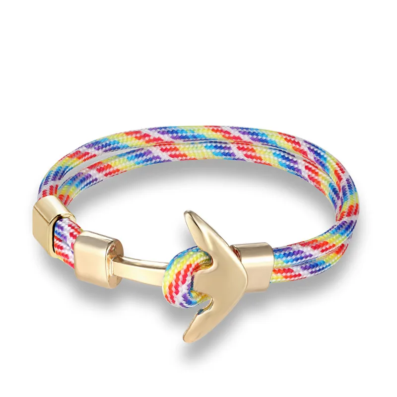 HI MAN Lucky Navy Style Металлический Якорь спортивные браслеты для мужчин очаровательные
