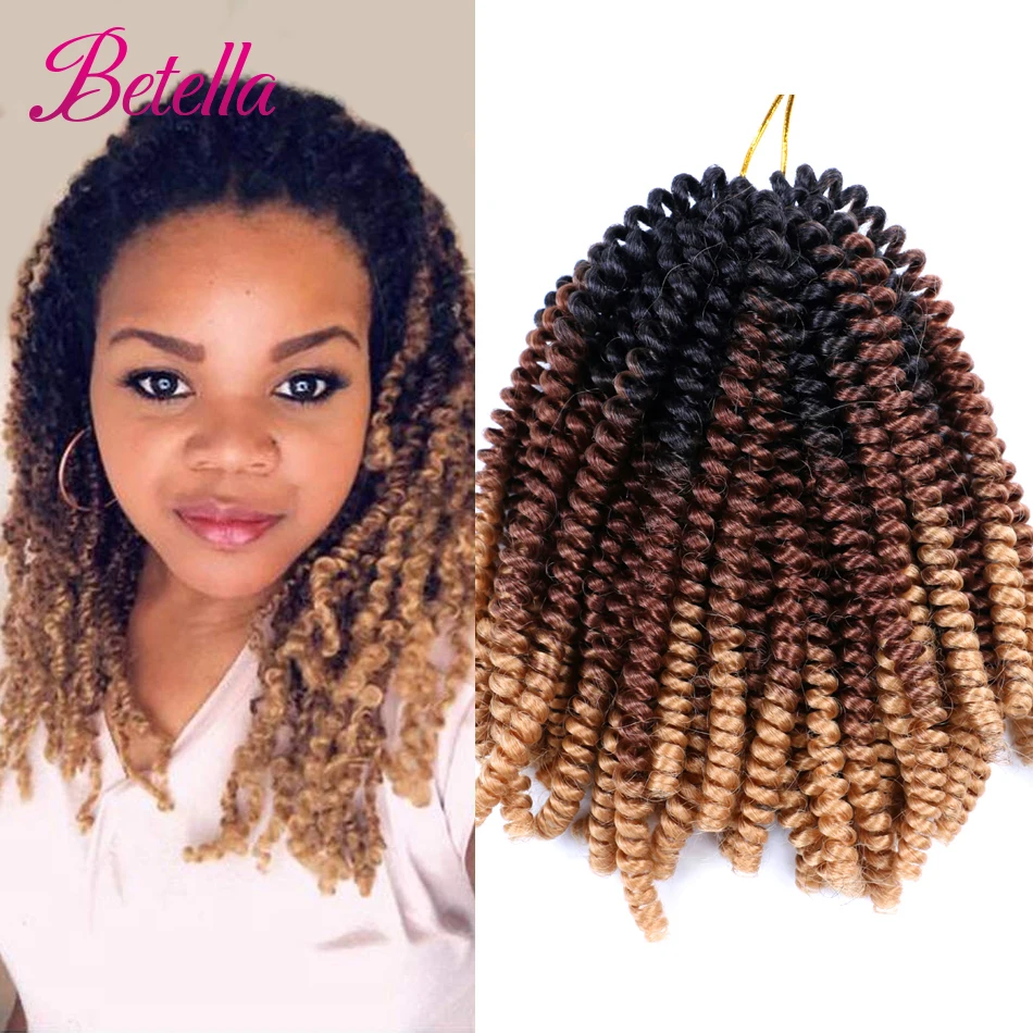 8Inch Ombre Spring Twist Hair Crochet Braids Passion Twist Synthetic Pre-Twist Crochet Hair Extensions 30Roots Bomb Twist