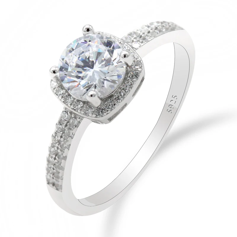 Настоящее чистое 925 Серебряное кольцо с кубическим цирконием ослепительный