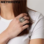 Женское кольцо с крупным жемчугом MEYRROYU, круглое необычное креативное кольцо из стерлингового серебра 925 пробы в европейском стиле, Подарочная бижутерия, оптовая продажа