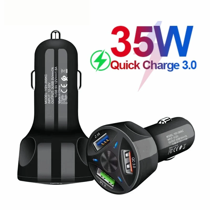 Автомобильное зарядное устройство 2 1 А QC3.0 4 USB-порта 12-32 В автомобильный адаптер