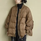 Корейская женская зимняя одежда, пуховик, легкая пуховая Свободная Женская куртка, повседневные женские парки с оборками на рукавах, женская одежда