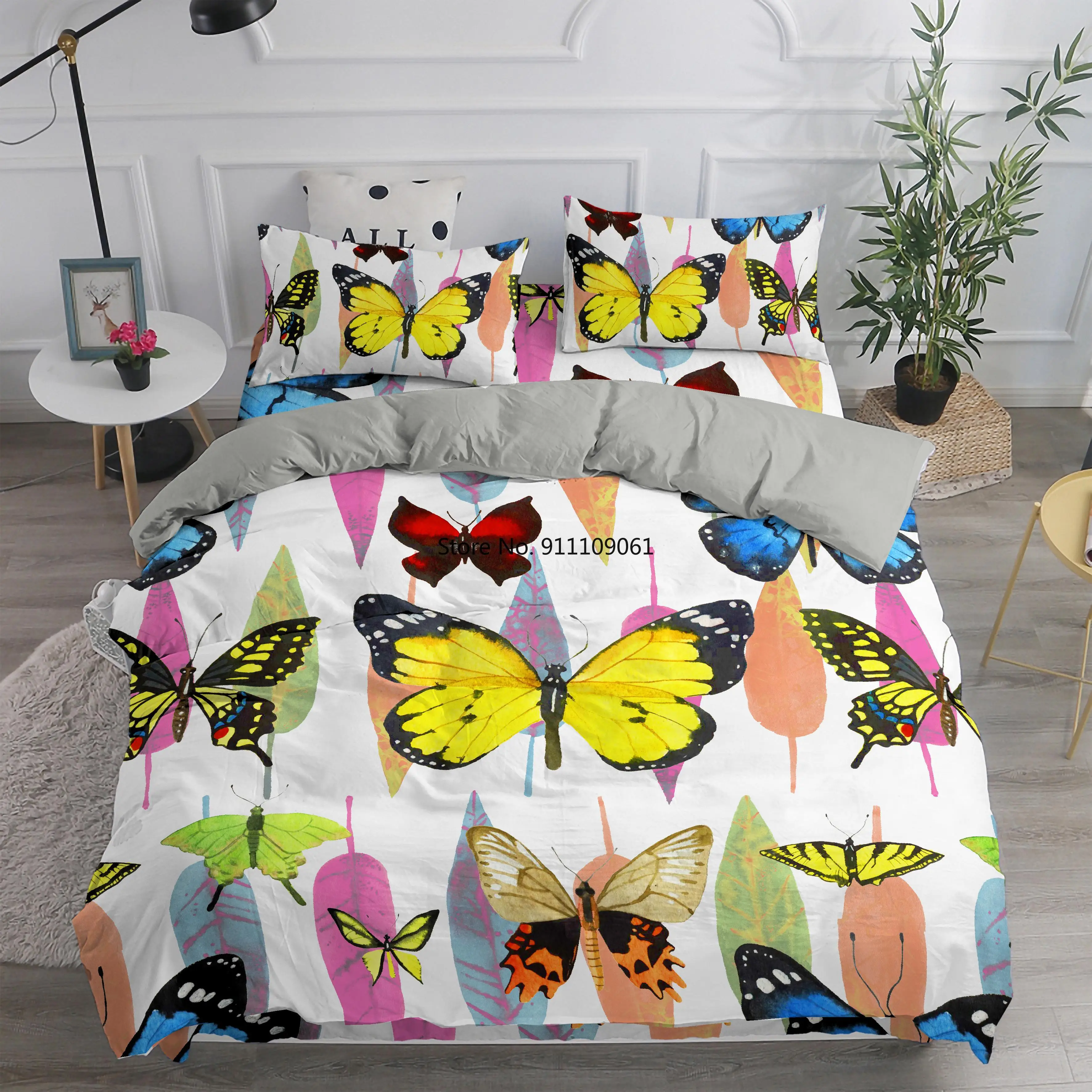 

Home Textiles 3D Bedding Sets Colorful Butterfly with Rose Flowers Polyester Comforter Quilt Cover Double Duvet Cover 240x220