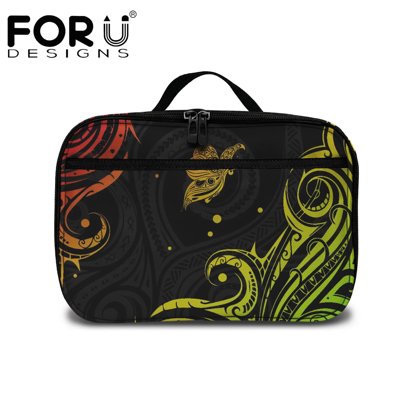 

FORUDESIGNS, Женский прочный Ланч-бокс для офиса, сумки для еды, полинезийский Ланч-бокс с изображением цветов гибискуса и бабочек