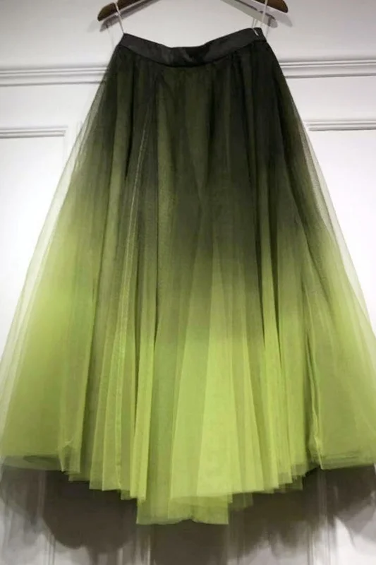 

DEAT 2021 New Spring And Summer Fashion Casual High Waist Large Swing Medium Length High Grade Mesh Skirt Women SK768