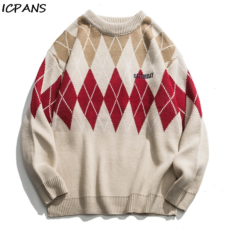 Свитер мужской/женский клетчатый свободного покроя в стиле хип хоп|Джемперы| |