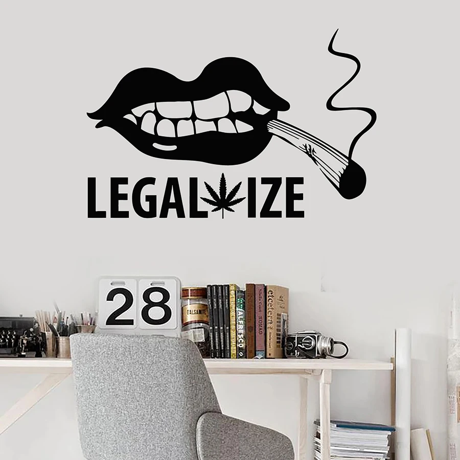 

Sexy Lips Wall Decal Joint Maple Leaf Legalize Smoking Weed Vinyl Window Stickers Smoking Room Man Cave Interior Art Decor M251