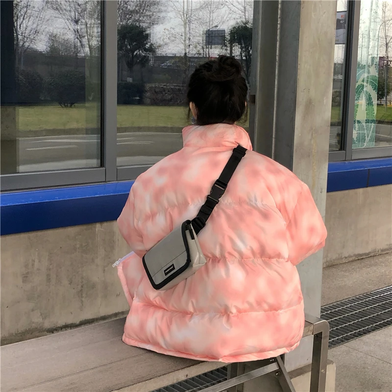 Парка Woherb с принтом тай-дай женская зимняя повседневная винтажная стеганая