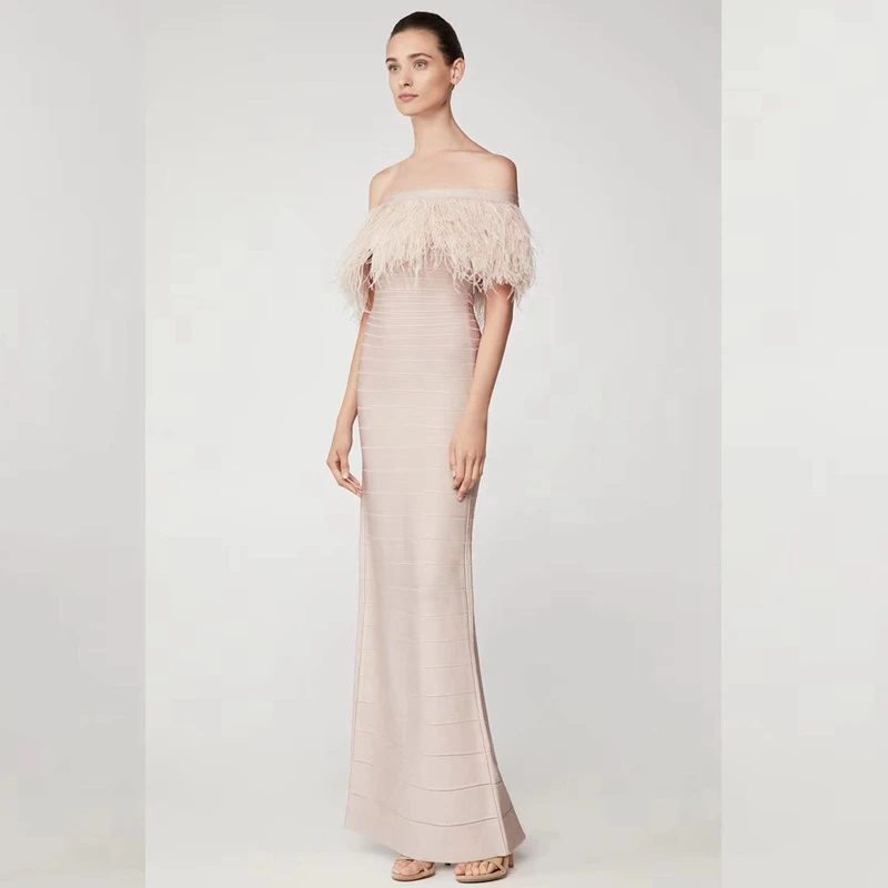 Новинка Элегантное Длинное Бандажное платье с коротким рукавом и русалочкой