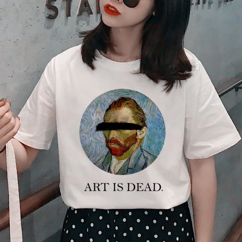 Харадзюку Ван Гог гранж Футболка женская Эстетическая масляная краска принт