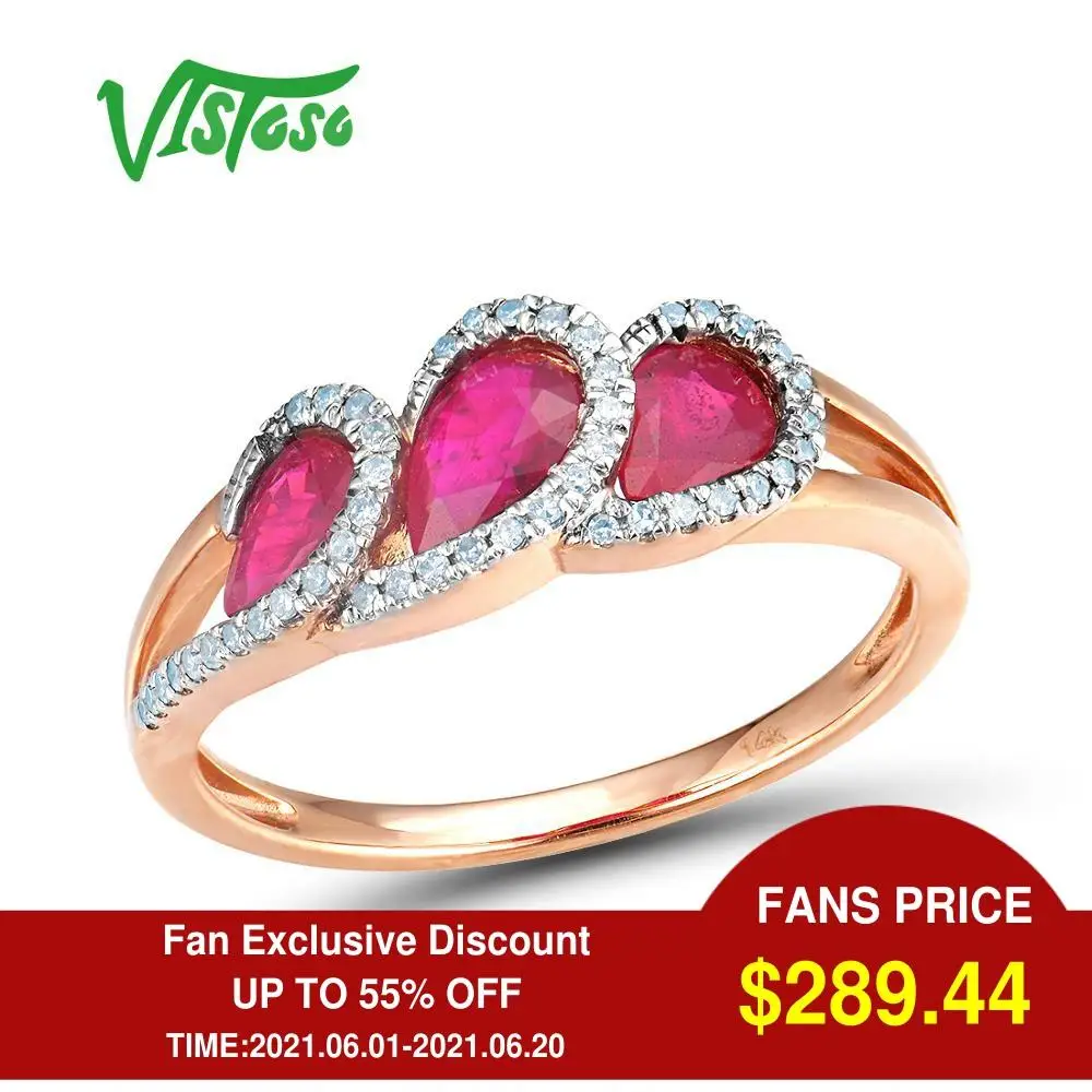 Женское кольцо с бриллиантами VISTOSO розовое золото 14K 585 пробы модное роскошное