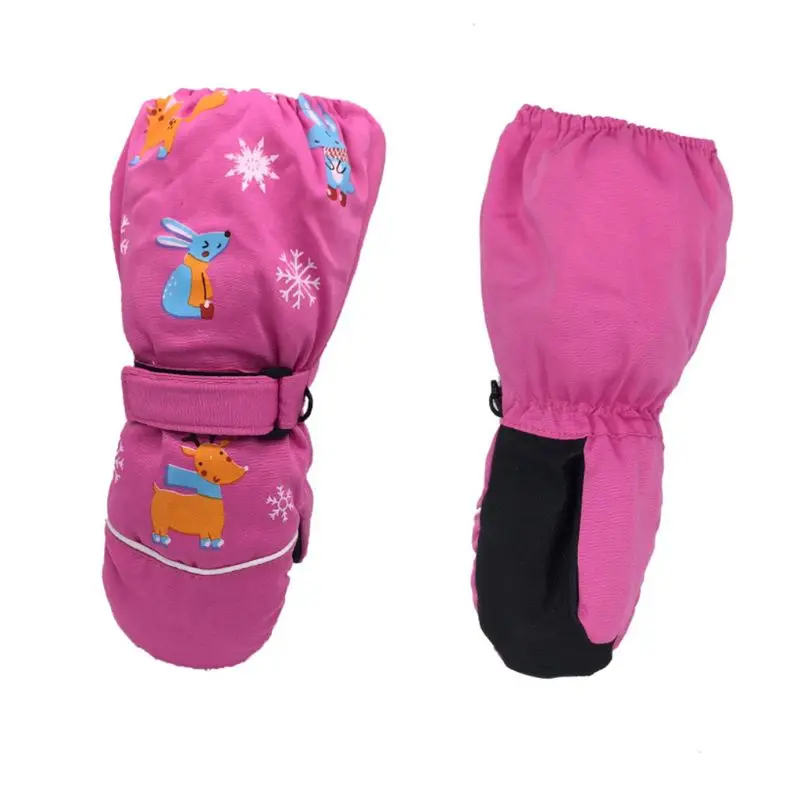 

Детские зимние водонепроницаемые ветрозащитные длинные перчатки на манжетах с принтом милого кролика оленя плотные теплые лыжные Несколь...