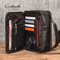 contacts genuine leather shoulder bag men crossbody bags large capacity male small phone pouch belt bag brand travel waist pack