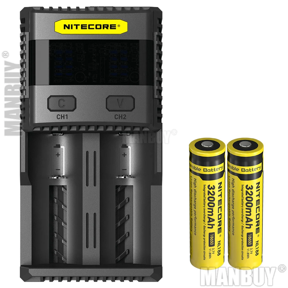 Зарядное устройство NITECORE SC2 + 2*3200 мАч 18650 литий ионных перезаряжаемых батарей|battery