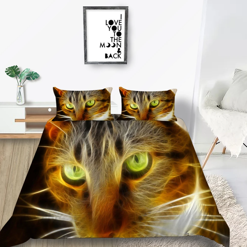 

King Size Bedding Set Cat Head Cute Cool Handsome Duvet Cover 3D Creative Queen Twin Full Single Double Unique Design Bed Set