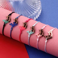 yizizai new fashion cute dolphin couple bracelet splice wood resin handmade braided rope bracelets for women men jewelry gifts