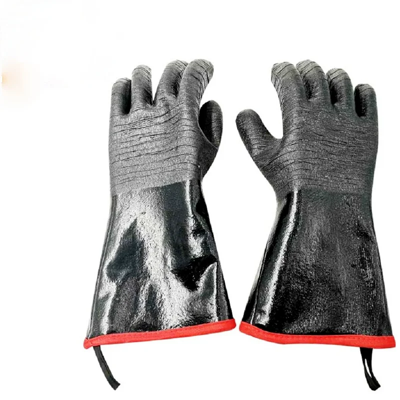 

1 Pair Glove Barbecue Anti-scald Gloves Heat Resistant Oven Gloves Kitchen Fireproof Gloves Anti-slip Gloves for Baking Cooking