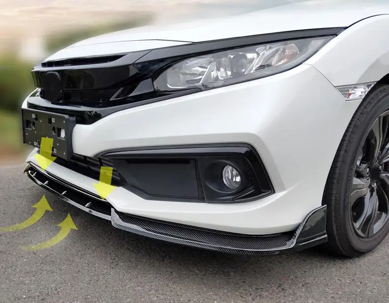 Диффузор для переднего бампера Honda Civic 2019-2020 черный спойлер | Автомобили и