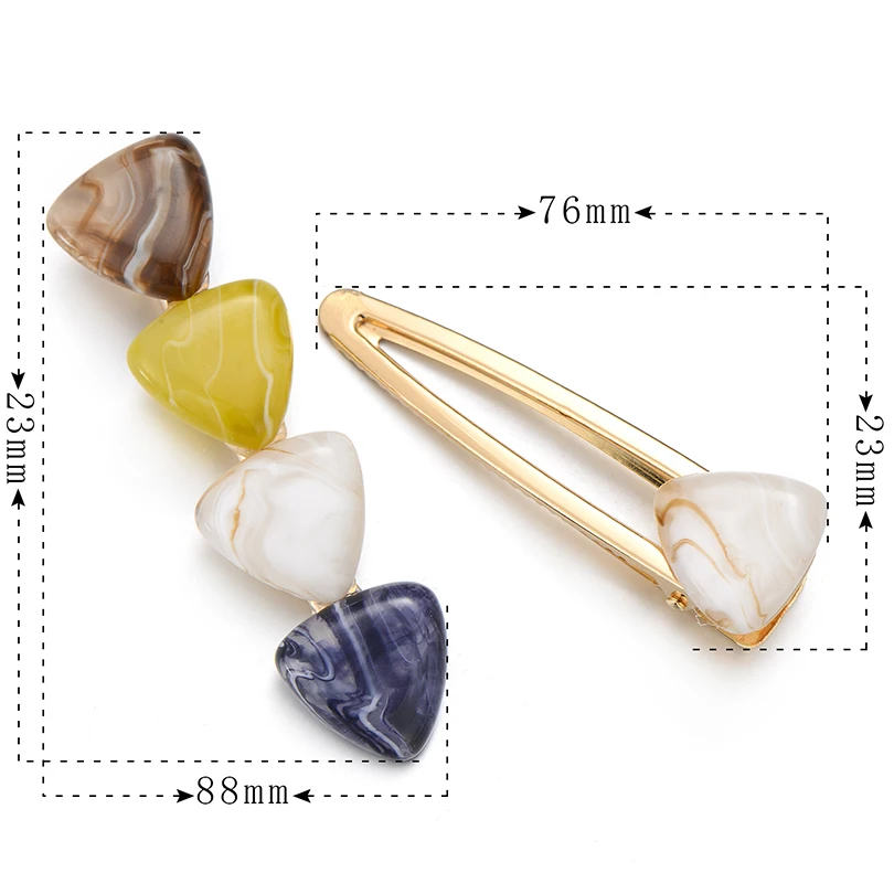 Шикарная многоцветная треугольная шпилька в стиле панк акриловые заколки для