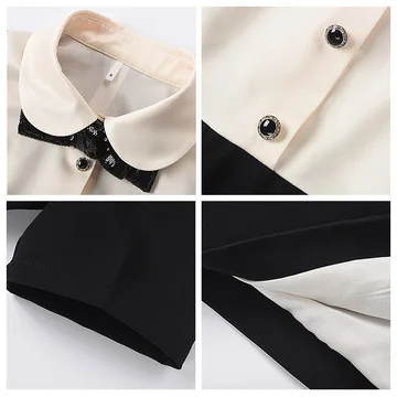 

Miu New Vintage A-line Dress Doll Collar Puff Sleeve Dress 2021 Elegant Waist Little Black Dress Women