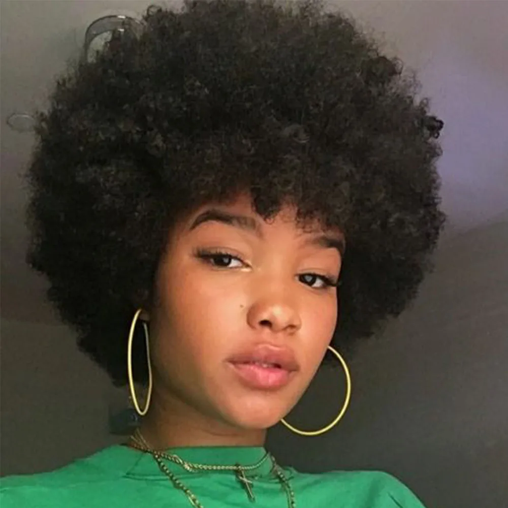 LADYSTAR афро кудрявый парик Remy человеческих волос парики для женщин Бразильский