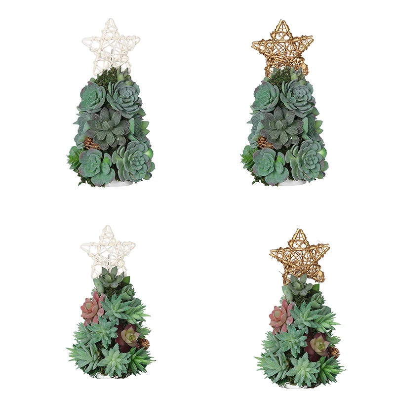 

Simulation Succulent Christmas Tree Ornaments Simulation Aloe Vera Plant Christmas Ornaments Five-pointed Star with Lights
