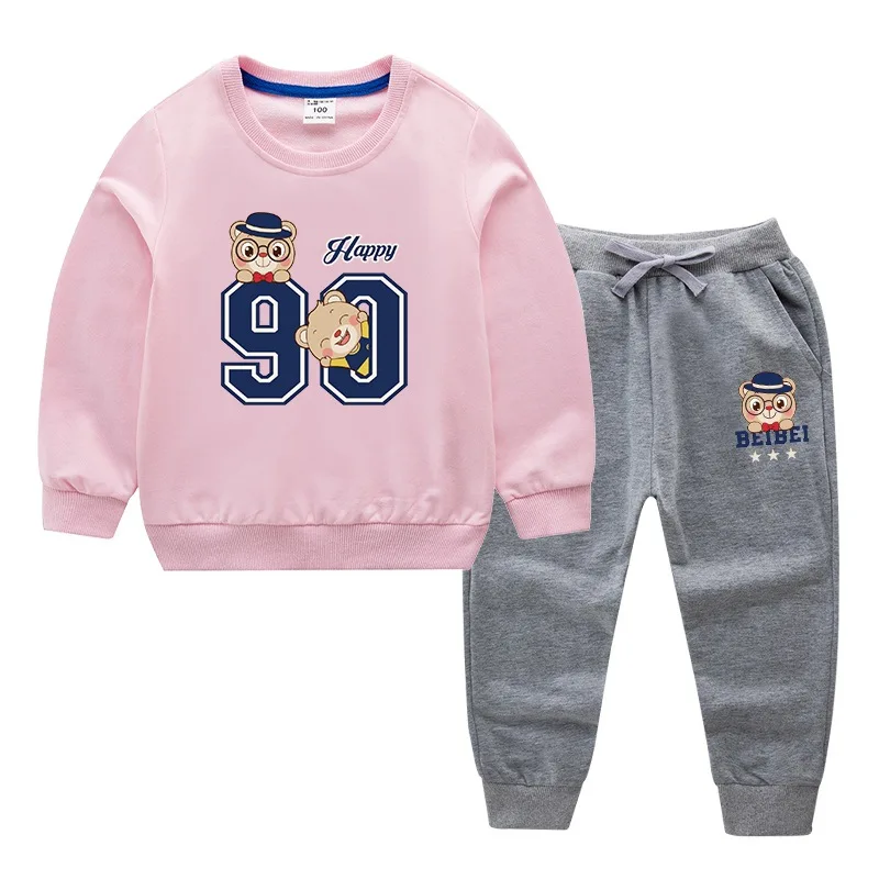 Pink-Gray Детский костюм новая детская одежда из хлопка Детский костюм на весну и осень одежда для маленьких мальчиков и девочек - Цвет: Pink-Gray