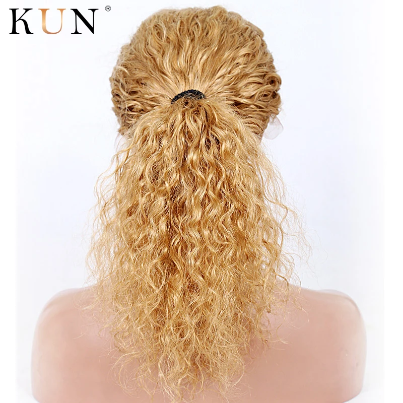 #27 Клубника блонд Омбре кружева передние человеческие волосы парики волна воды