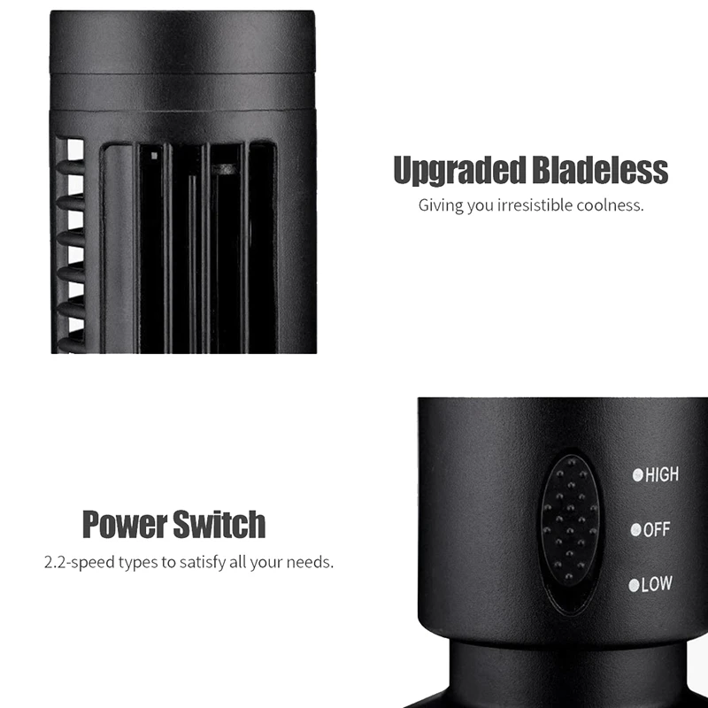 Small Tower Fan Portable Quiet Bladeless 2 Speed Electric USB Powered Vertical Fans For Bedroom Living Room | Бытовая техника