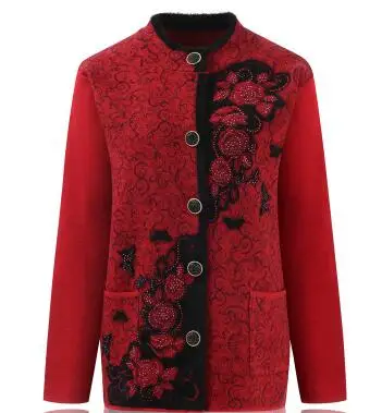 

2021 The elderly spring and autumn women sweater cardigan 60 - 70 sweater outerwear
