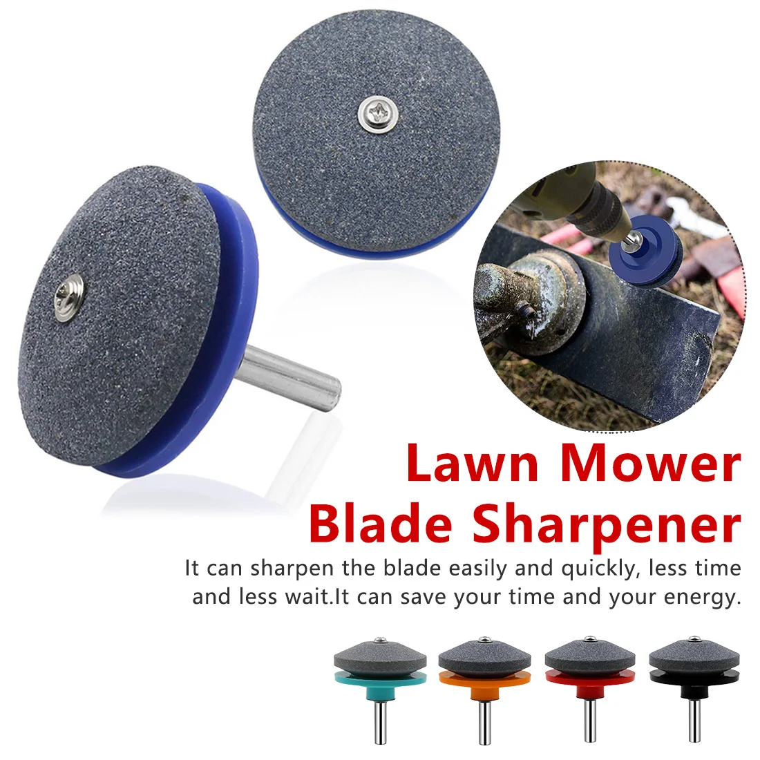 

5 Colors Lawnmower Blade Sharpener Grinding Universal sharpening Power Drill Hand Drill drill Garden Tools Sharpening Stones