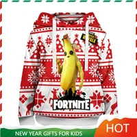 fortnite kids merry christmas 3d print peely cartoon hoodies kawaii sweatshirts boy girl clothing new year costume gifts