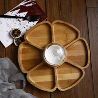 petal shaped six compartments nut box dried fruit plate creative compartment snack plate fruit plate with ceramic bowl cover