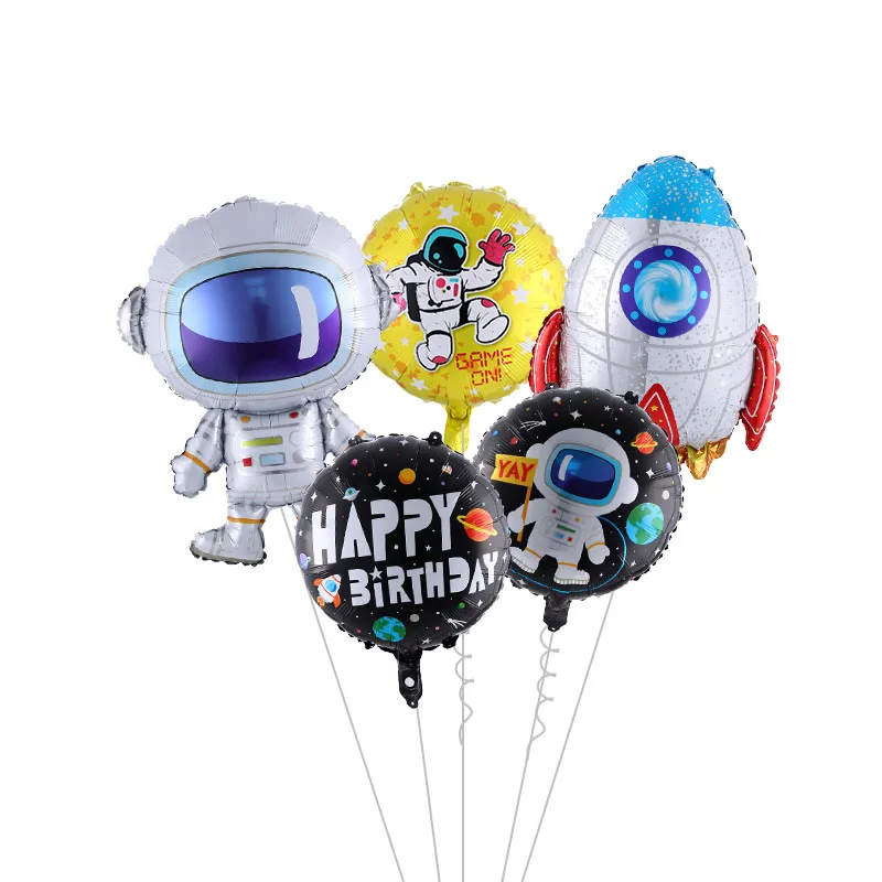 

Outer Space Party Astronaut Rocket Ship Foil Balloons Galaxy Solar System Themed Boy Kids Birthday Party Decor Favors Balloons
