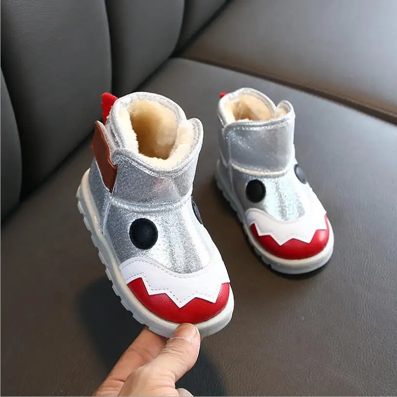 Осенне зимние детские ботинки с милым рисунком короткие детская обувь для