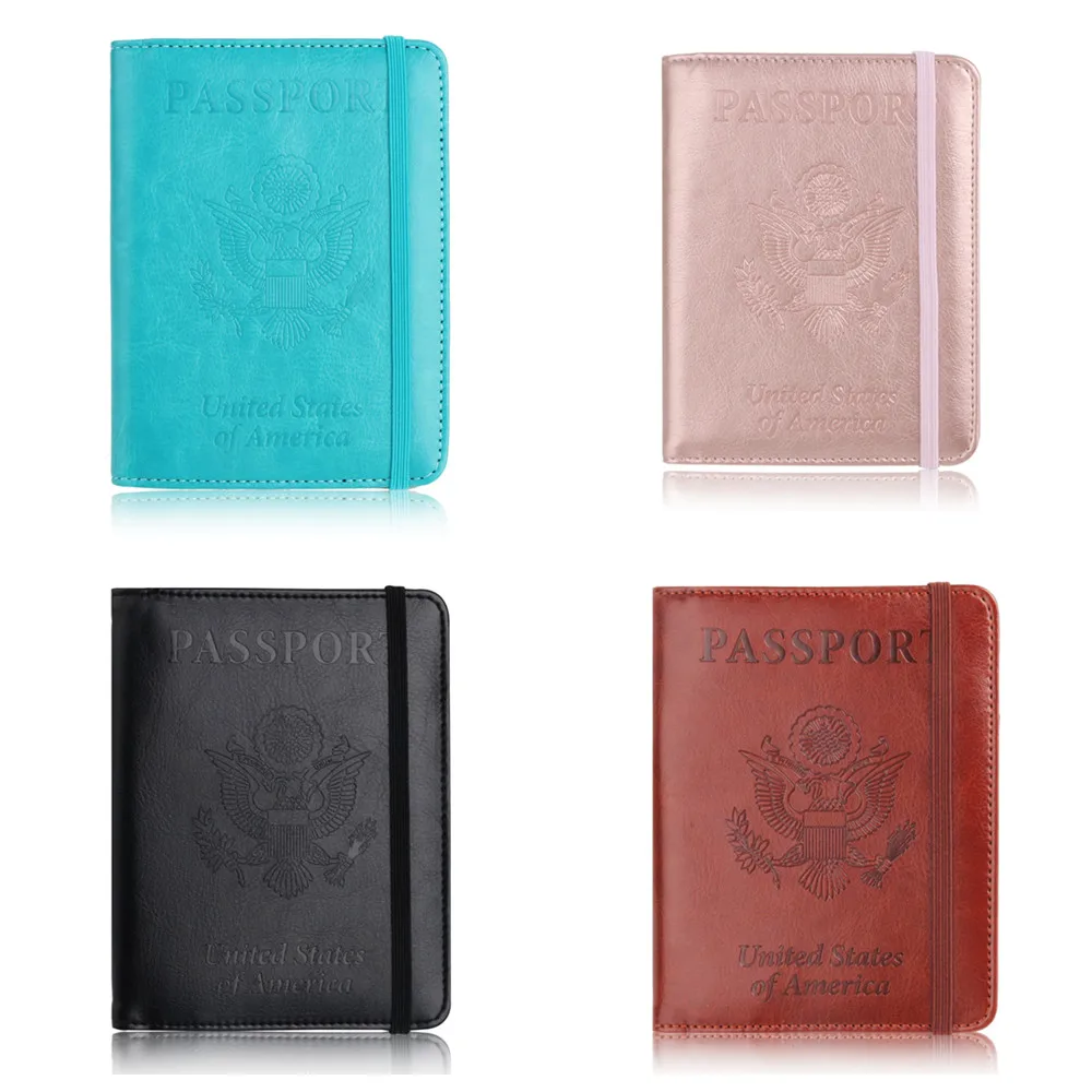 RFID Блокировка паспорта Обложка PU кожаный чехол держатель для США Путешествия